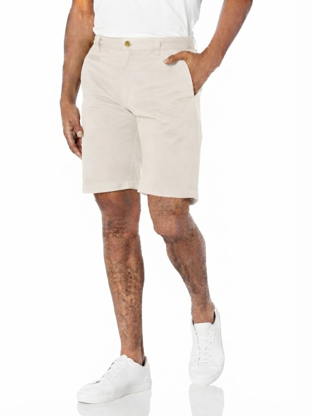 Louis Raphael Men's Slim Fit Flat Front Cotton Shorts in Stone 38 Waist – NWT
